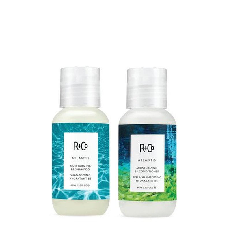 R+Co Atlantis B5 Shampoo & Conditioner Travel Set - Deep Hydration & Repair for Dry Hair | Vegan & Cruelty-Free | 2oz (Pack of 2)