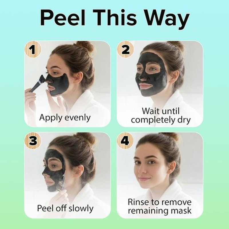 Ebanel Charcoal Peel Off Face Mask Applicator Set - Deep Pore Cleansing Blackhead Remover with Niacinamide & Vitamin C