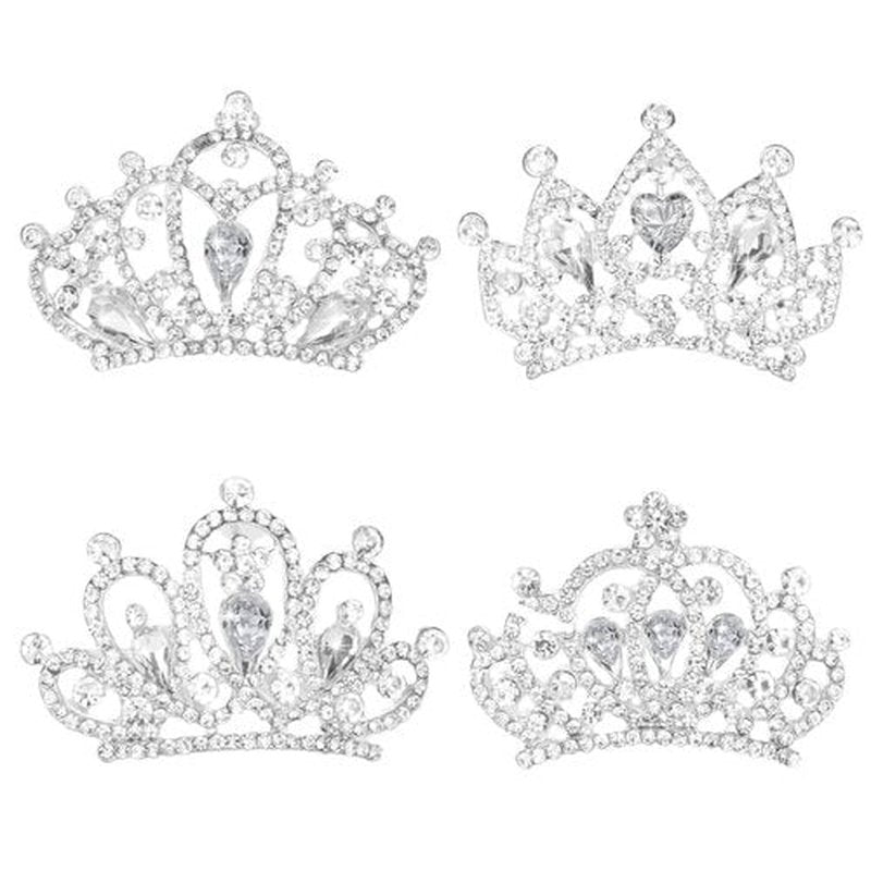 Mini Tiaras Crown with Hair Comb Mini Tiara Bulk Crown Princess Crystal Shiny Tiaras Headbands for Women Hair Accessories Ballet Headdress for Women 4 PCS