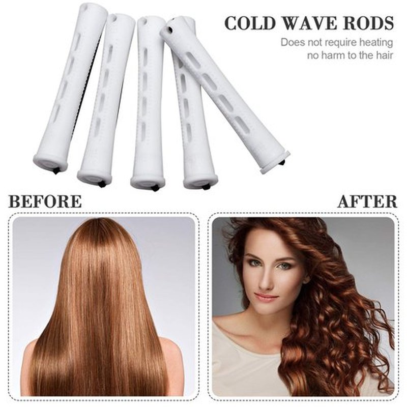 Skiennix 48 Plastic Hair Perming Rods - Curlers with Steel Pintail Comb for Hairdressing | 0.63 Inch (White)