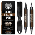 Viking Revolution Beard Pen (2 Pack) - Brown Beard Pencil Filler for Men Lapiz para Barba de Hombre - Beard Filler for Men Waterproof Beard Filling Pen Kit - Long Lasting Beard Filler Pen with Brush