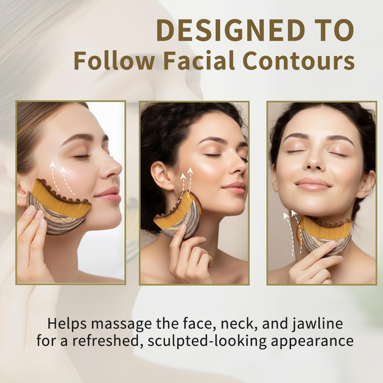 2PCS Lymphatic Contour Face Brush, Lymphatic Drainage Brush, Gentle Facial Sculpting for Jawline & Cheeks, Ergonomically Designed to Fit The Skin Precisely
