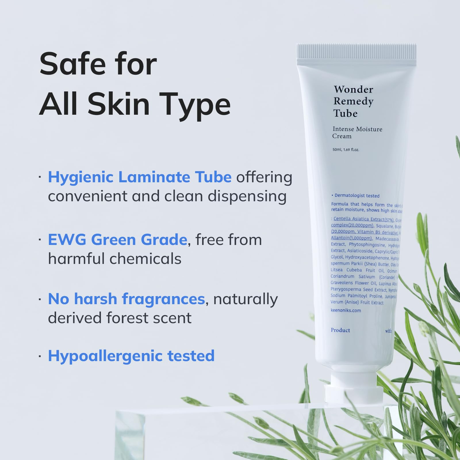 keenoniks Hydrating & Barrier-Repair Cream for Dry & Sensitive Skin – Korean Moisturizer with CICA & Ceramide – 50ml (1.69 fl oz)