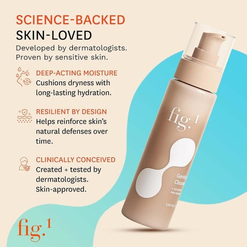 Fig.1 Hydrating Facial Cleanser - Gentle Face Wash with Glycerin & Squalane | Non-Drying, Fragrance-Free | 3.4 oz Refillable