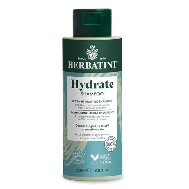 Herbatint Hydrate Shampoo - Deep Hydration & Protection - Restores Softness & Shine - Shields Against Pollution - Free of Parabens - Infused with Maca - 8.8 fl oz