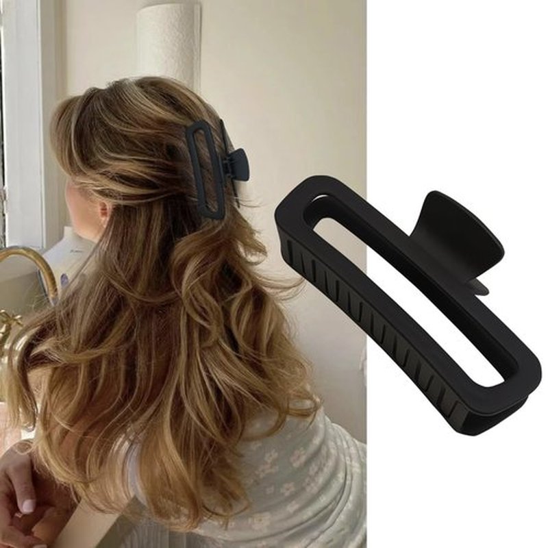 Nalodu 5 Inch Large Hair Claw Clips, No Slip Matte & Glossy Unbreakable Square XL Hair Clips for Thick Long Curly Hair, Women's Big Rectangle Strong Clips, 4 Pack