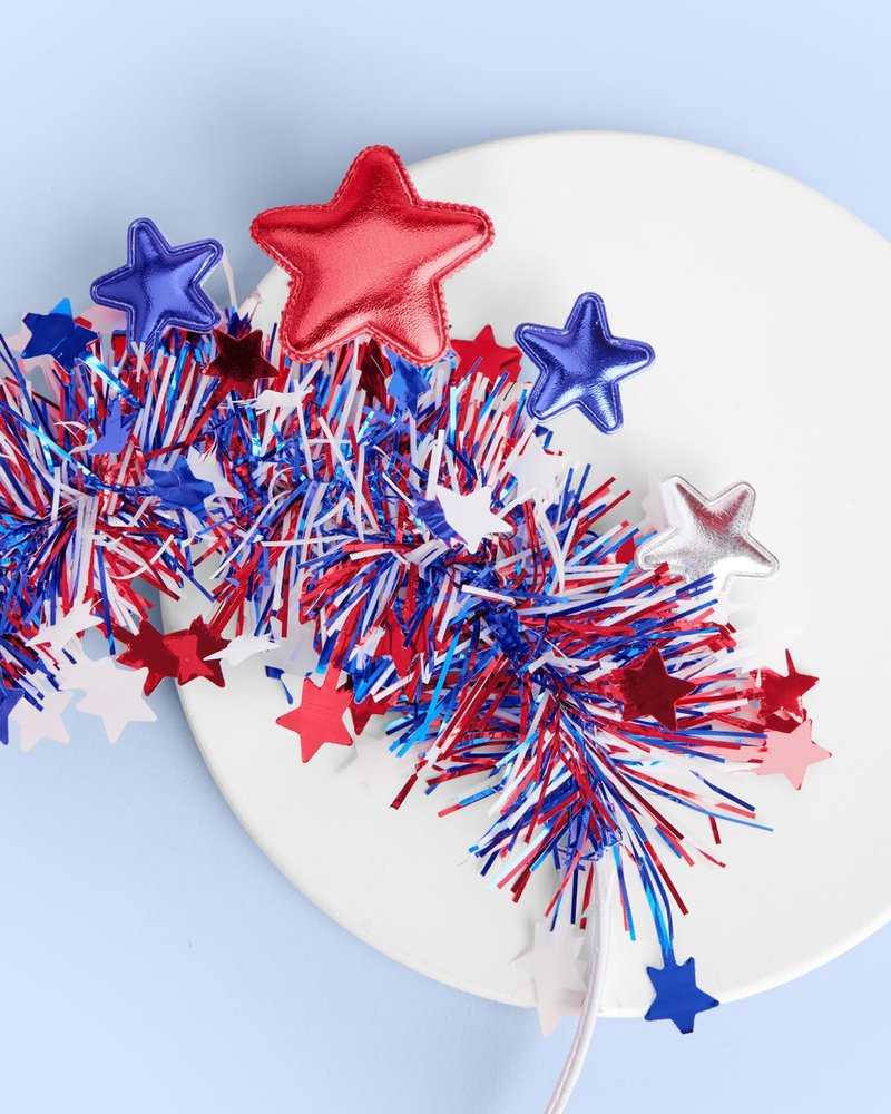 xo, Fetti Happy Fourth of July Star Headband | USA Party Favors, American Flag Supplies, 4th of July Decorations, Stars and Stripes Decor, Red White and Blue, Olympic Theme Bday Patriotic Accessory