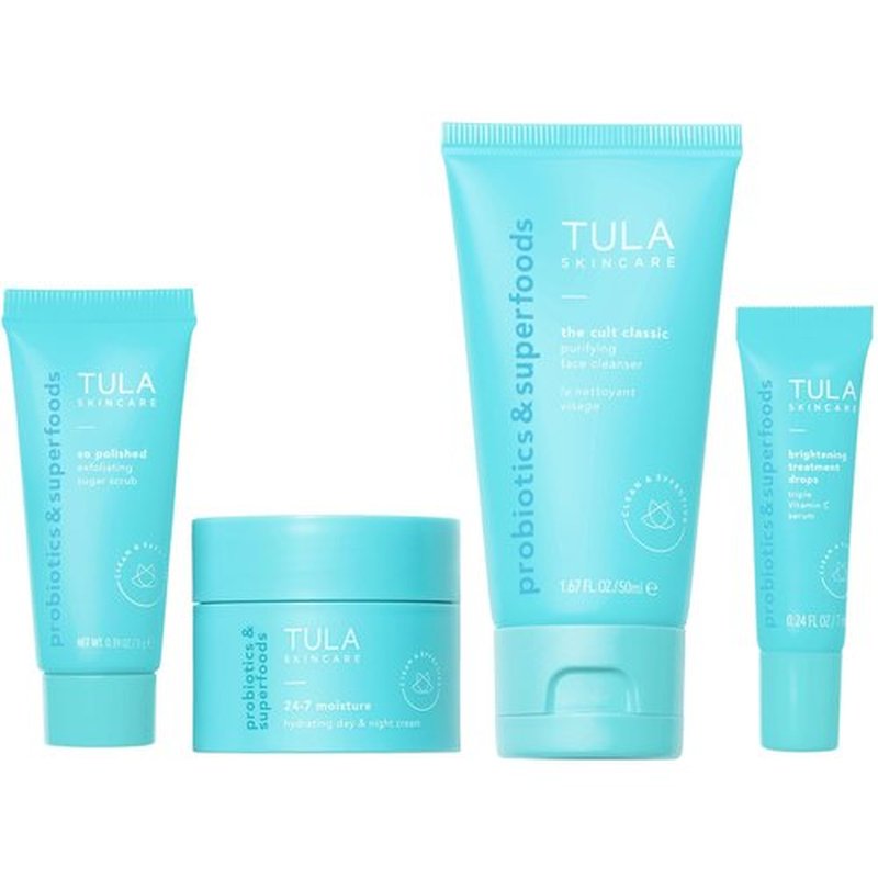 Tula Skin Care Travel Kit - Best Sellers for Glowing Skin | Facial Cleanser, Moisturizer & Serum