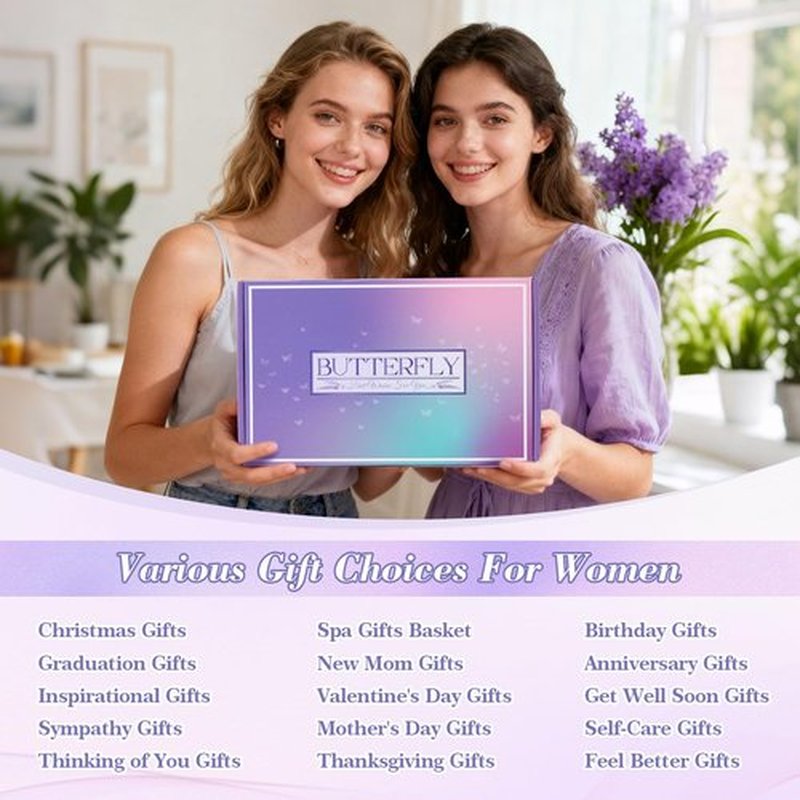 Birthday Gifts for Women Self Care Gifts Get Well Soon Gifts, Valentine's Day Gift Lavender Relaxing Spa Gift Basket Care Package, Gifts Box Thank You Gift for Mom Wife Girlfriend Friends Sisters