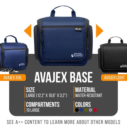 Skiennix Travel Toiletry Bag - Large Waterproof Organizer with 19 Compartments & XXL Swivel Hook | 10.6”x10.6”x3.2”