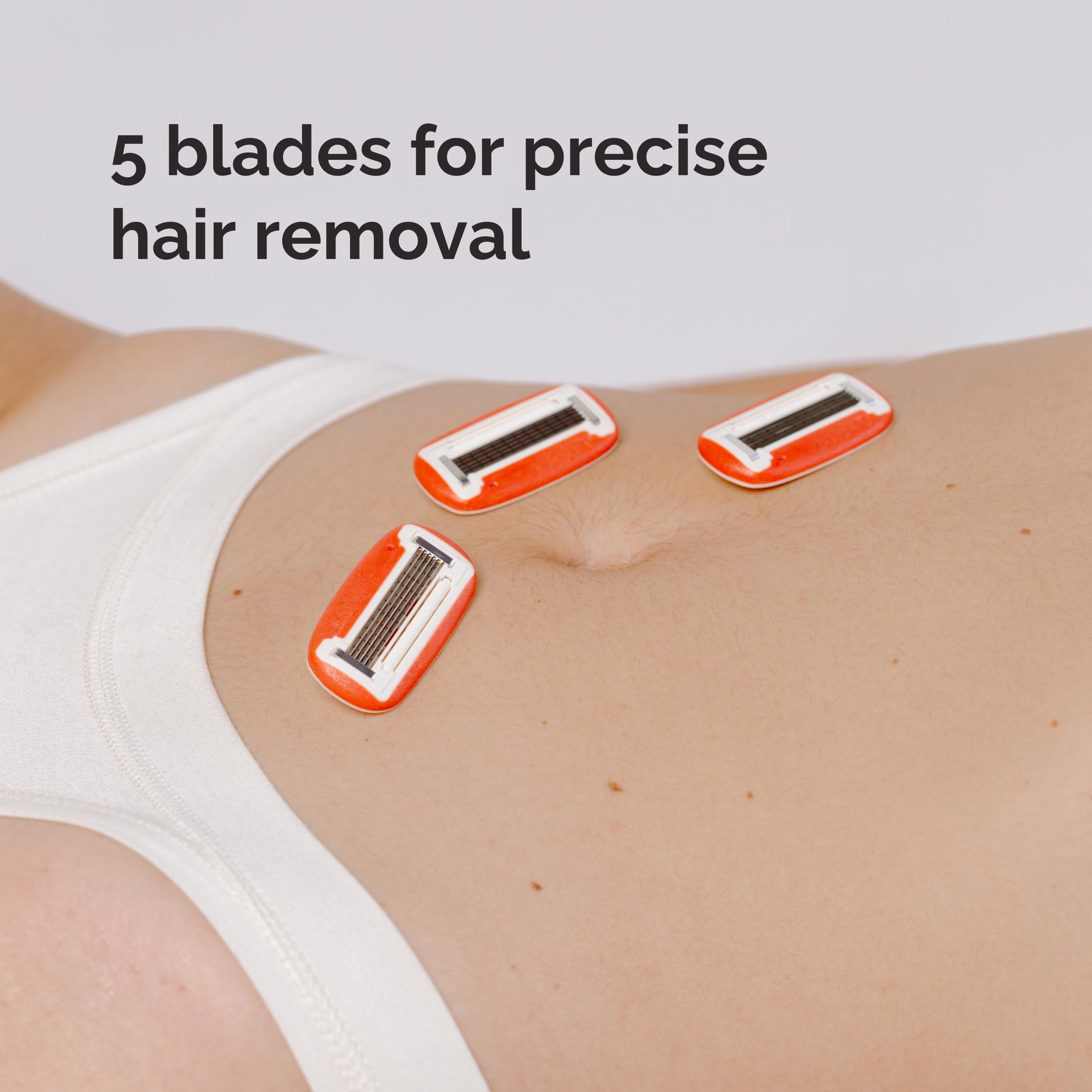Fler 5-Blade Razor Refills - 4-Pack Women’s Razor Cartridges with lubricating ring enriched with Aloe Vera, Vitamin E & Jojoba Oil, Compatible Only with Fler Razor Handle