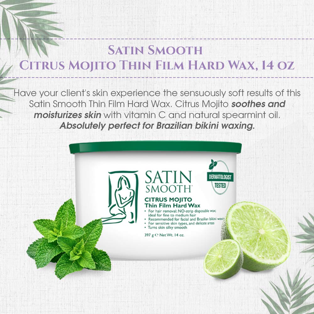 Satin Smooth Citrus Mojito Thin Film Hard Hair Removal Wax 14 oz.