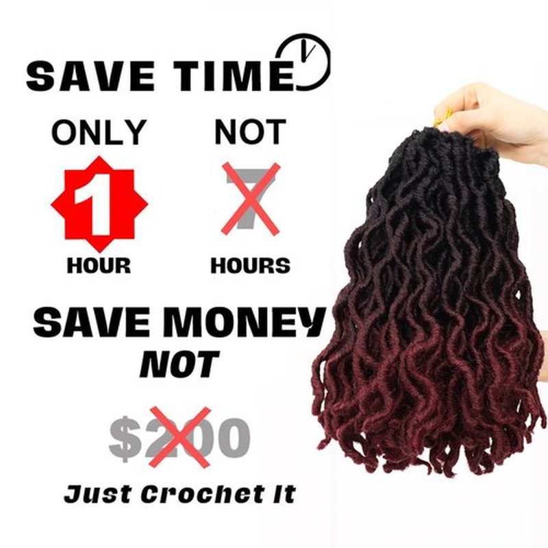 Faux Locs Crochet Hair 10 Inch 6 Packs 3 Tone Ombre Red Goddess Locs Crochet Hair for Black Women, Prelooped Gypsy locs Crochet Hair for Wavy Dreadlocks Crochet Hair Extensions, 1B/99j/530