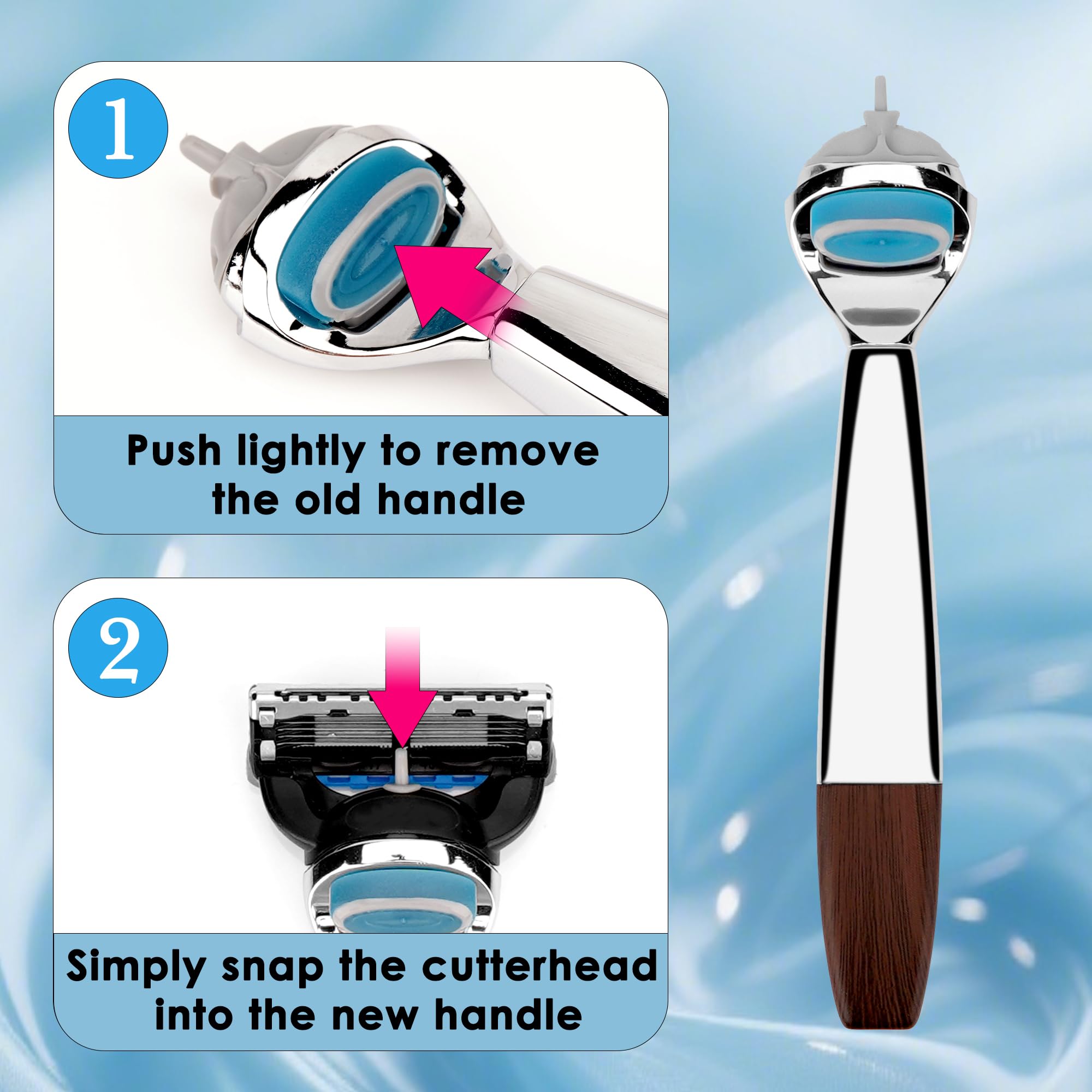 TOCCOOL Metal Replacement Razor Handle for Men, Compatible with Gillette Fusion 5 Proshield & Proglide Blades (Brown)