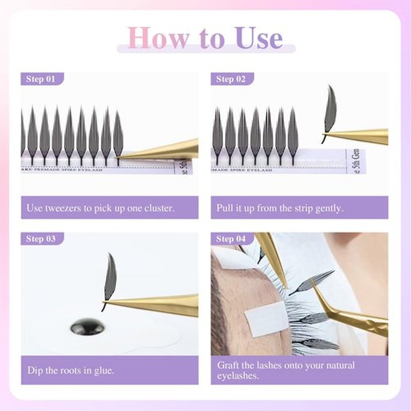 NAGARAKU Premade Spire Eyelash Extensions Air Series Feather Shape Manga Anime Individual Lashes Volume Soft Black Flat Root Spikes Fans Eyelashes DIY Clusters Lash Salon -0.07 D Curl 8-15mm Mix