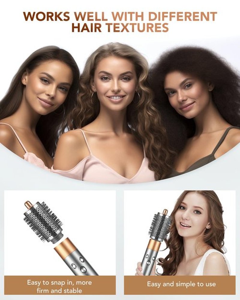 Large Round Volumizing Brush for Dyson Airwrap Styler, Big Round Brush Volumizer Attachment for Dyson Airwrap HS01 HS05 HS08, Smooth Hair,Volumizing and Curly Styling Nickel/Copper