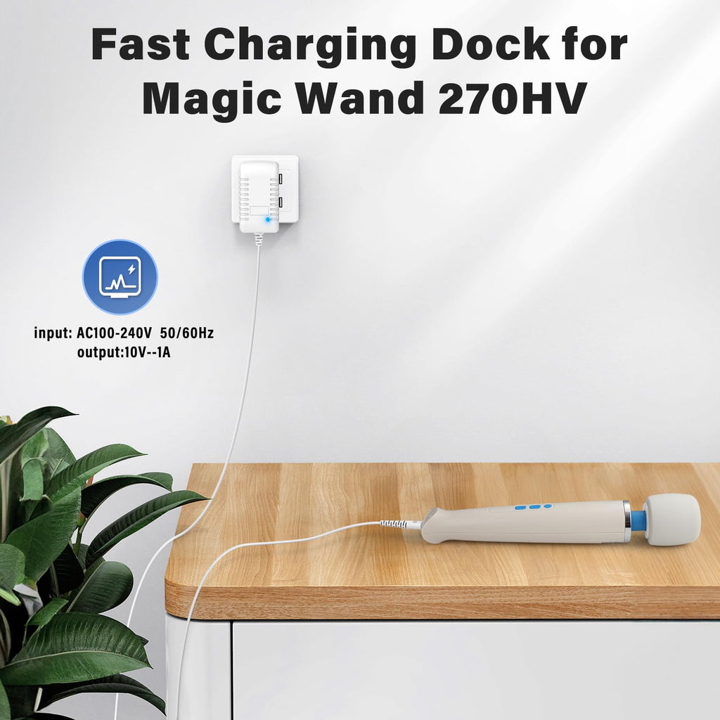 Cisain Replacement Charger Cord Compatible with Magic Wand HV-270, Power Cord Charging Cable for Magic Wand HV-270 Massager (White)