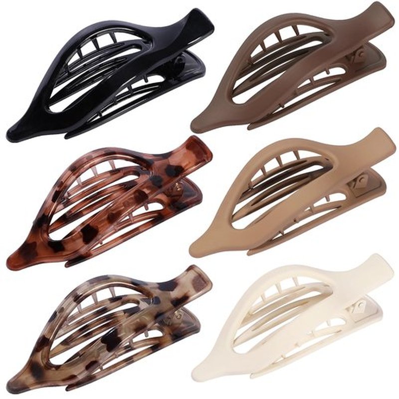 Flat Hair Clips for Women - 6 PCS French Flat Claw Clips Medium Hair Clips for Girls Large Hair Claw Clips for Thick or Thin Hair Strong Hold No Slip Hair Accessories for women (Transparent)