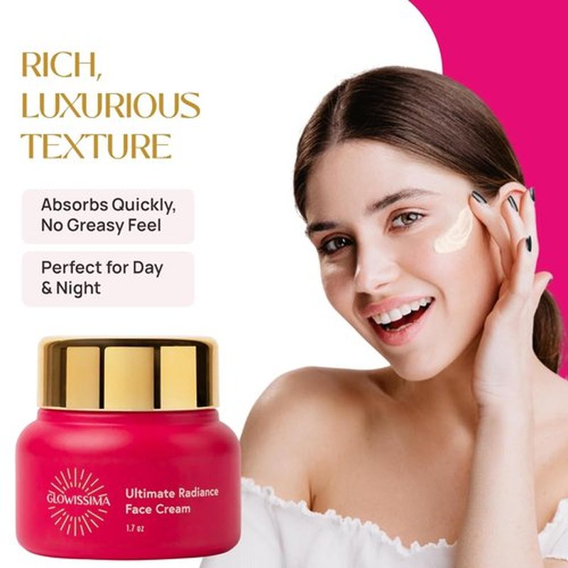 GLOWISSIMA Ultimate Radiance Face Cream - Nourishing Moisturizer for Smooth Skin, Fragrance-Free, 1.7 oz