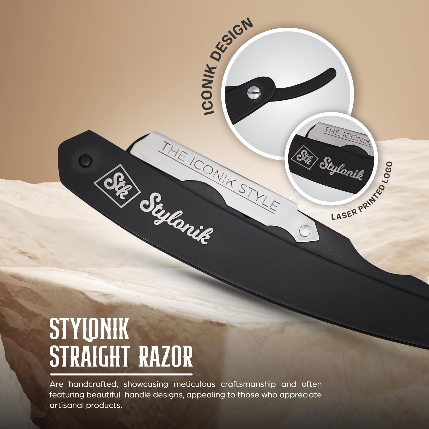 Stylonik Straight Razor for Men, Single Blade Edge Barber Shaving Kit