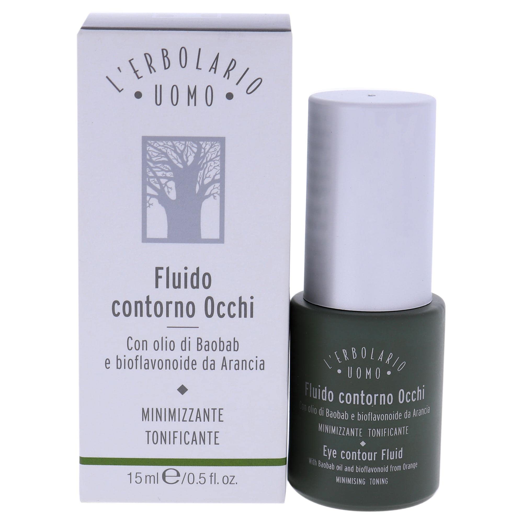 L'Erbolario Baobab And Green Coffee Eye Contour Fluid - Provides Long-Lasting Freshness And Tone To Skin - Minimizes Sagging And Dark Circles - Fast-Acting Face Serum - Plant Powered Skincare - 0.5 Oz