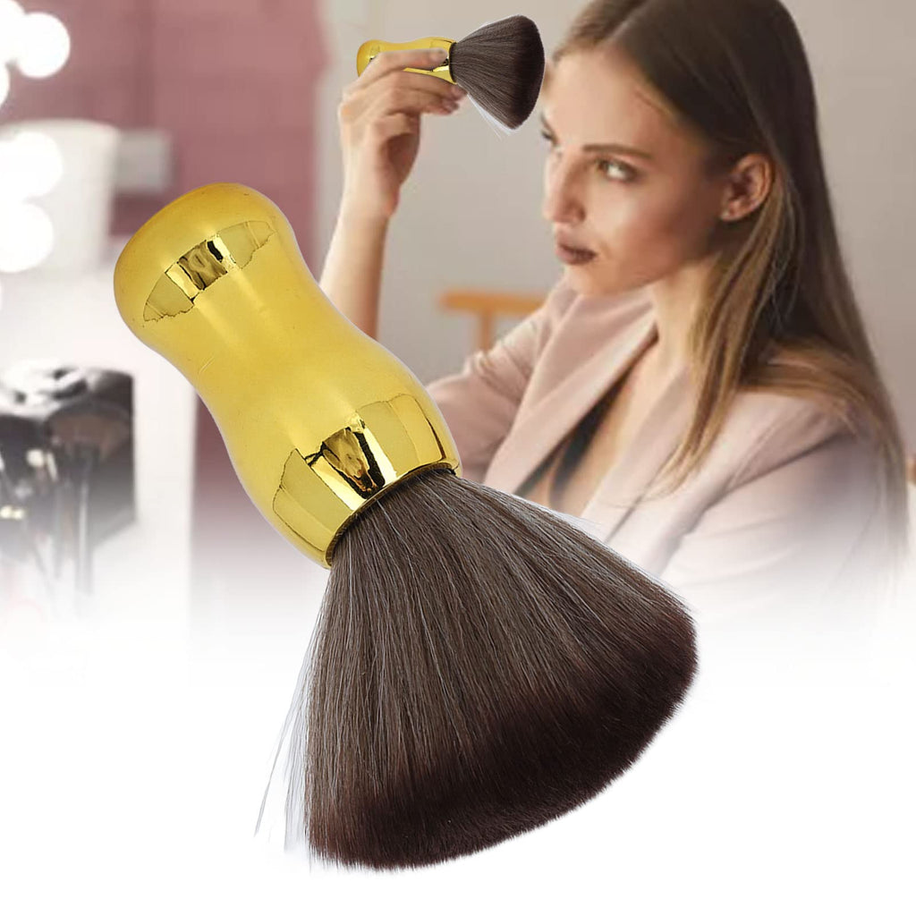 Professional Barber Neck Duster Brush, Soft Nylon Hair Cleaning Brush for Haircutting, Salon & Barbershop Hair Sweeping Brush for Face, Neck & Shoulders Gold