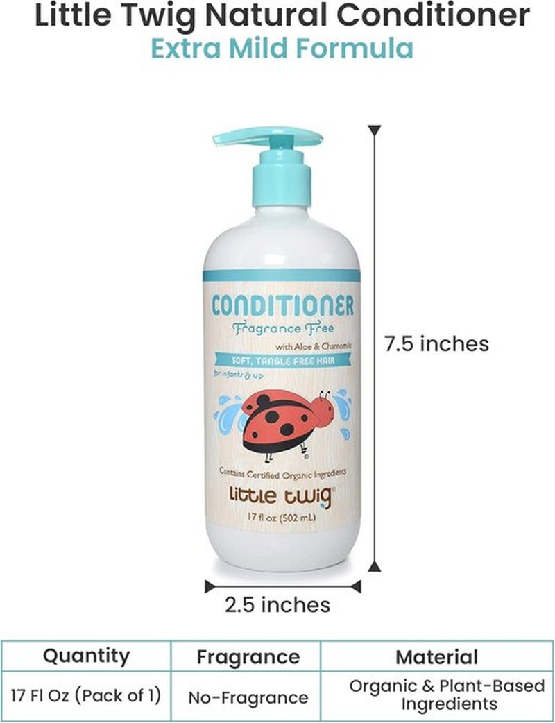Little Twig Hair Conditioner - Natural Plant-Derived Formula with Essential Oils | Fragrance-Free, 17 fl oz