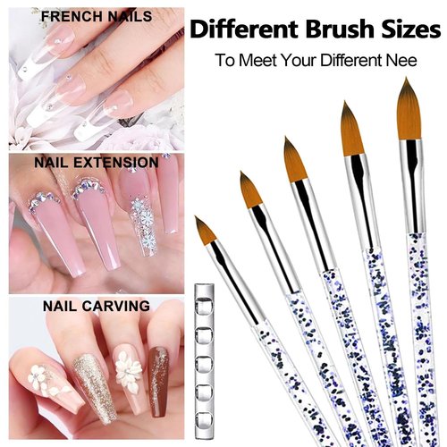 Monomer Acrylic Nail Liquid 4oz for Acrylic Powder - Professional Acrylic Liquid Monomer for Acrylic Nails Extension with 5pcs Acrylic Nail Brush Dappen Dish for Beginners DIY at home Non-Yellowing