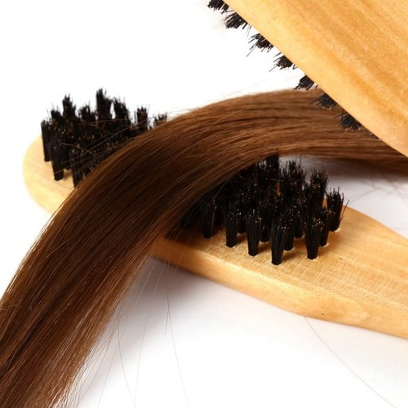 CYSFETENA Wooden Hair Straightening Brush Comb, Double Sided Bristle Brush, Clamp Hair Straightenner for Smoothing and Straightening, Professional Hairdressing Anti-static Comb
