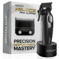 Cocco Veloce Pro Clipper, Digital Gap Ambassador Graphene Taper Blade Professional Hair Clippers, High-Torque BLDC Motor, All-Metal, Cordless, Charging Base Included, Matte Black