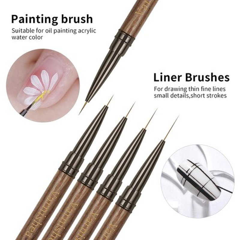 9Pcs Nail Art Brushes Sandalwood Handle Professional Gel Polish Art Nail 3D Art Nail Dotting Brush Pen for Manicure DIY Home SalonNails Detail Paint Brushes Miniature Paint Brushes Fine Detailing Set