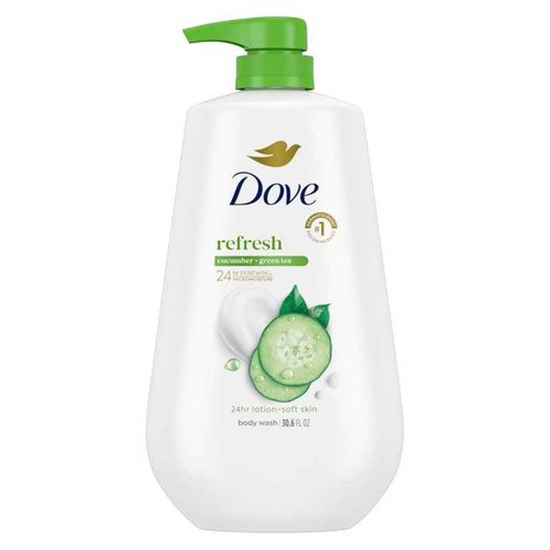Dove Body Wash - Refreshing Cucumber & Green Tea Formula | 24-Hour Moisturizing Cleanser, 30.6 oz