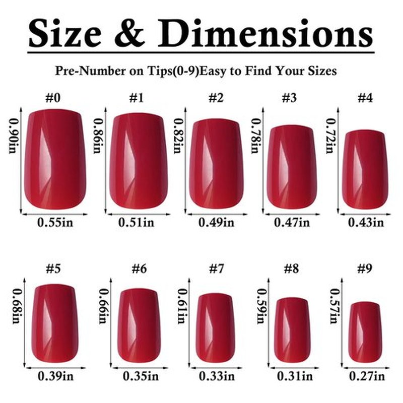 LoveOurHome 576pc Square Press on Nails Medium Fake Nails with Glue Tab, Medium Glue on Nails Press ons Nail Square Acrylic Nail Full Cover Artificial Fingernails Stick False Nail for Women Girls