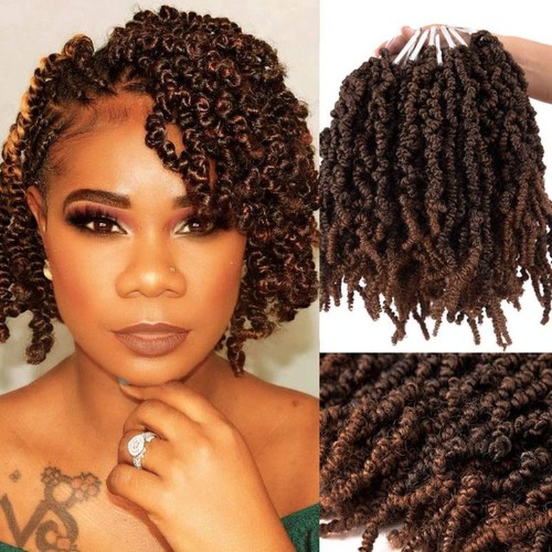 3 Packs 10 inch Ombre Synthetic Crochet Braids - Pre-twisted Fluffy Curly Hair Extensions 15 strands/pack (T1B/30#)