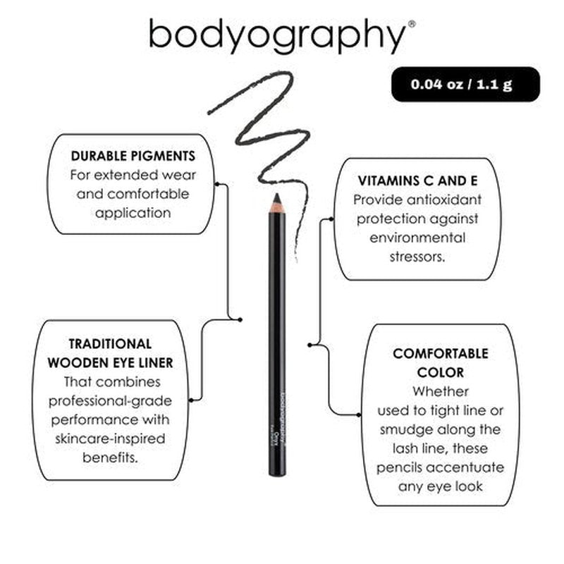 Bodyography Cream Eye Pencil, Midnight Blue - Navy Wooden Eyeliner for Eyes & Eyebrows, Long-Lasting Cruelty-Free Coconut Oil Cosmetic Liner