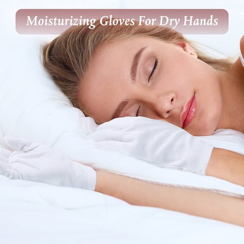 Geyoga Moisturizing Socks and Gloves Set, 6 Pairs Spa Socks and 6 Pairs White Gloves for Dry and Chapped Hands and Feet Skin Care, White Cloth Cotton Spa Set for Men and Women