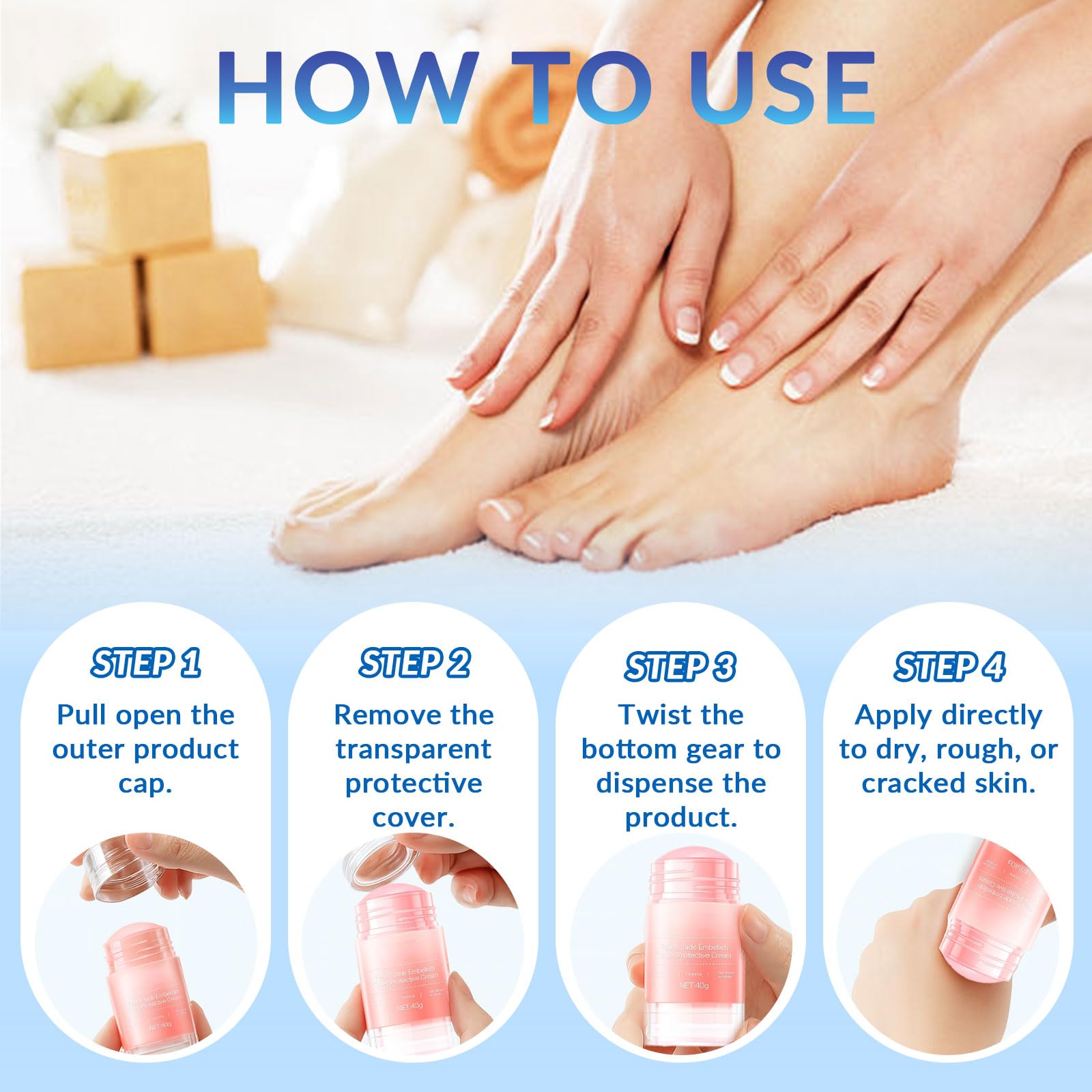 XICOFISS Crack Feet Prevention Stick, Anti Cracked Foot Cream For Dry Heels, Moisturizing Foot Balm Stick, Remove Dead Skin And Softening Dry Skin (Pink+Blue)
