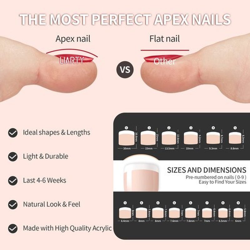 LIARTY 280pcs French Tip Toenails, Short Square False Toe nails Glossy, Press on Toe Nails 14 Different Size Full Cover, Nail Tips for Women Girls Foot Pedicure