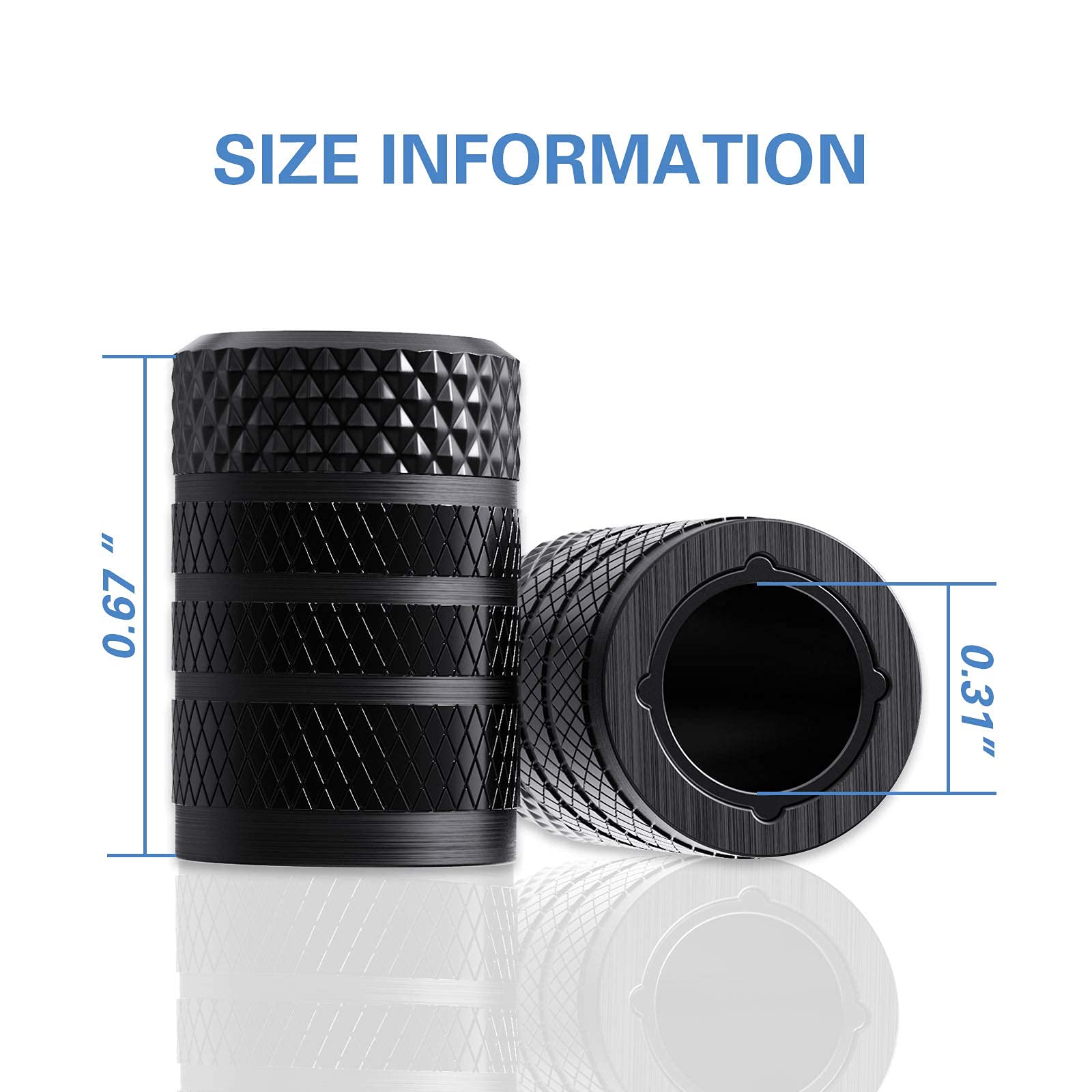 CKAuto Tire Valve Stem Caps, Aluminum Black, 4 pcs/Pack