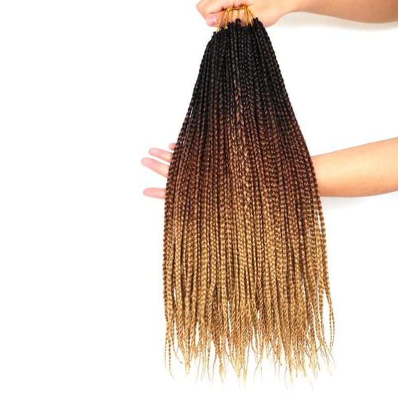 7 Packs Goddess Box Braids Crochet Hair 14 Inch Ombre Prelooped Crochet Box Braids Crochet Hair for Black Women Braiding Hair (14 Inch 7 Pack, 1B/30/27)