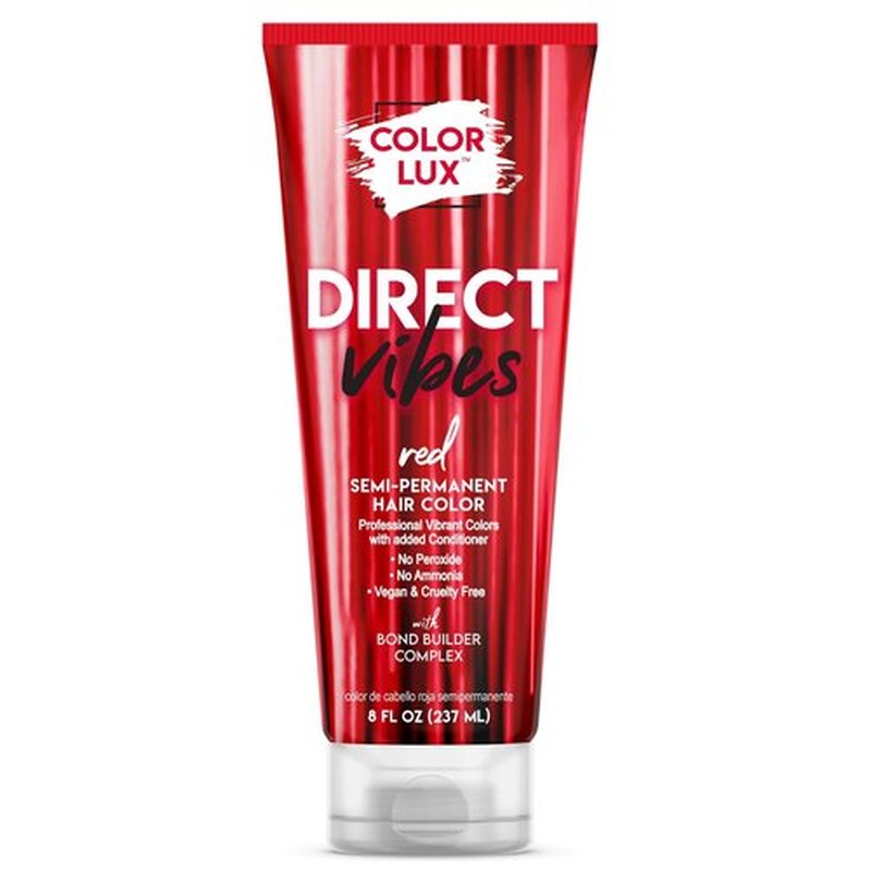 Color Lux Direct Vibes Semi-Permanent Hair Color, Red, Vibrant & Long-Lasting Shade With Bond Builder Complex, Ammonia-Free, Vegan, Sulfate-Free, Paraben-Free, 8 fl oz