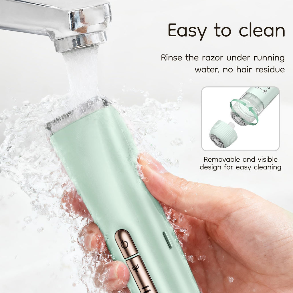 knvovno Electric Bikini Trimmer for Women - Body Hair Razor, Sage Green