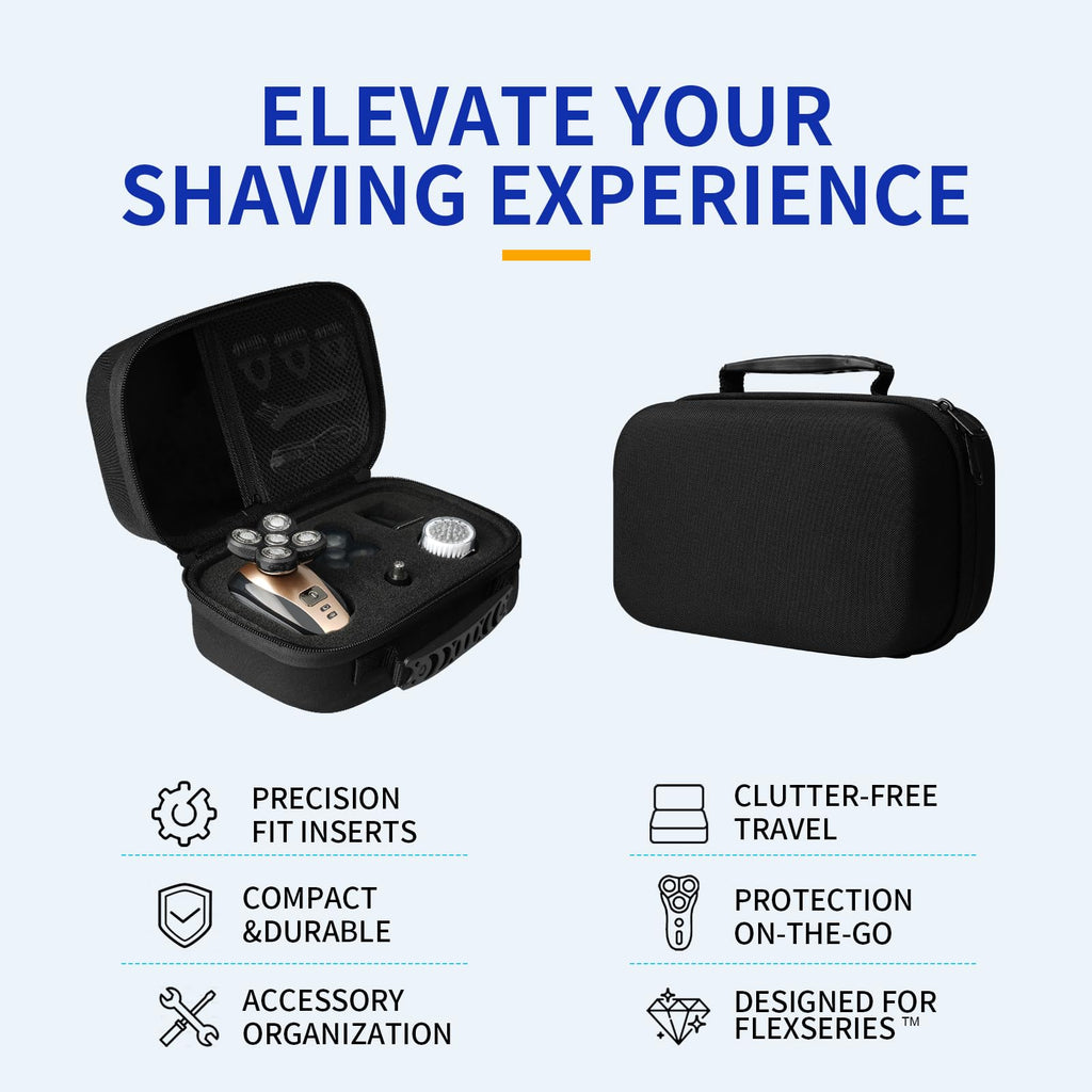 sarlar Travel Case Compatible with Freebird FlexSeries Shaver - Protective Carrying Storage Bag for Freebird Electric Head Hair Shaving Kit, Customizable Foam Inserts, Portable (Only Case)