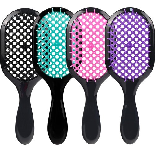 Skiennix Detangling Brush - 4 Pack Gentle & Effective Hair Detangler for Wet or Dry Hair | Ultra-Light & Ventilated (Pink, Purple, Green, Black)
