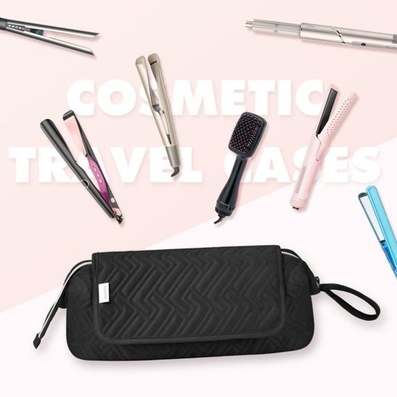 Leudes Hair Tools Travel Bag for Women Heat Resistant Mat for Travel Essentials Hot Tools Straighteners,Flat Irons,Curling Iron,Hot Air Brushes and Hair Dryer Organizer Bags 2 in 1 (BlackA)