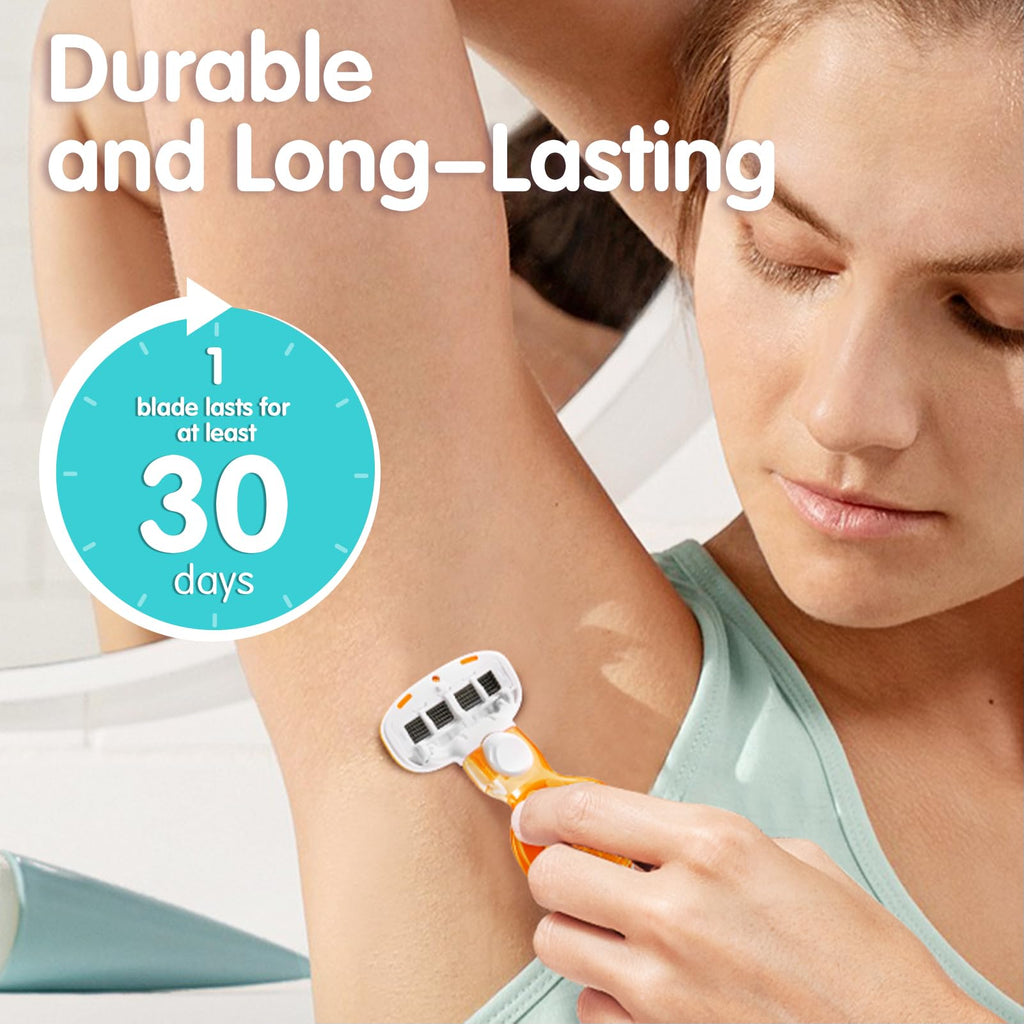 DreamGenius Travel Razors for Women Include 1 Handle 2 Cartridges, Orange