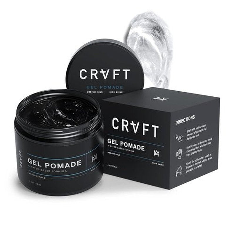 CRVFT Gel Pomade 4oz - High Shine & Medium Hold | Water-Based Formula for All Hair Types | Men's Styling Essential