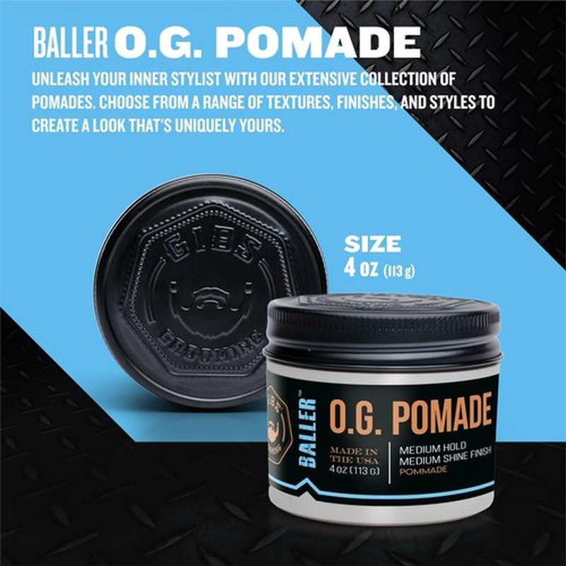 GIBS O.G. Baller Pomade - Flexible Hold & Medium Shine | Water-Based for All Hair Types