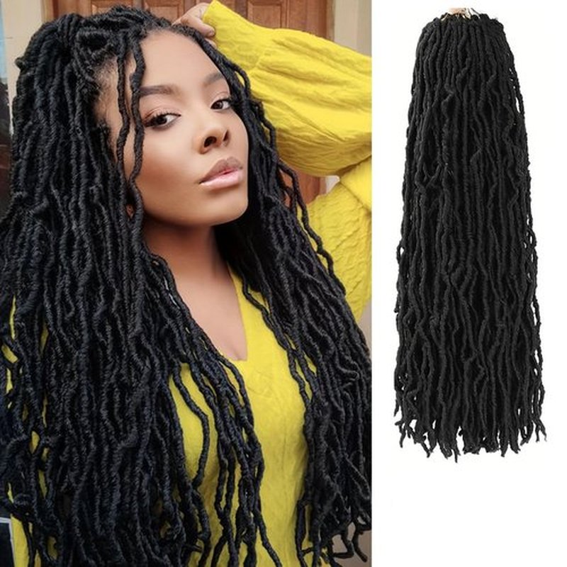 Soft Locs 24 Inch 8 Packs Crochet Hair Faux Locs Pre-looped Super Lightweight Goddess Locs Synthetic Crochet Hair Braids For Black Women (1B, 24 Inch（Pack of 8）)