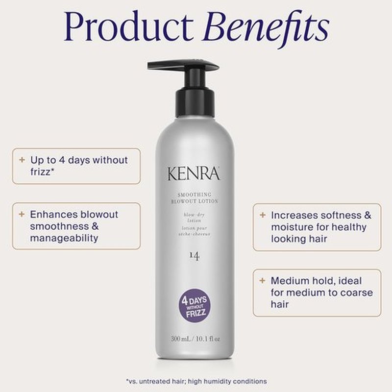 Kenra Smoothing Blowout Lotion 14 - Ultra-Fine Frizz Control Spray | 4 Days of Smoothness | Thermal Protection for Medium to Coarse Hair